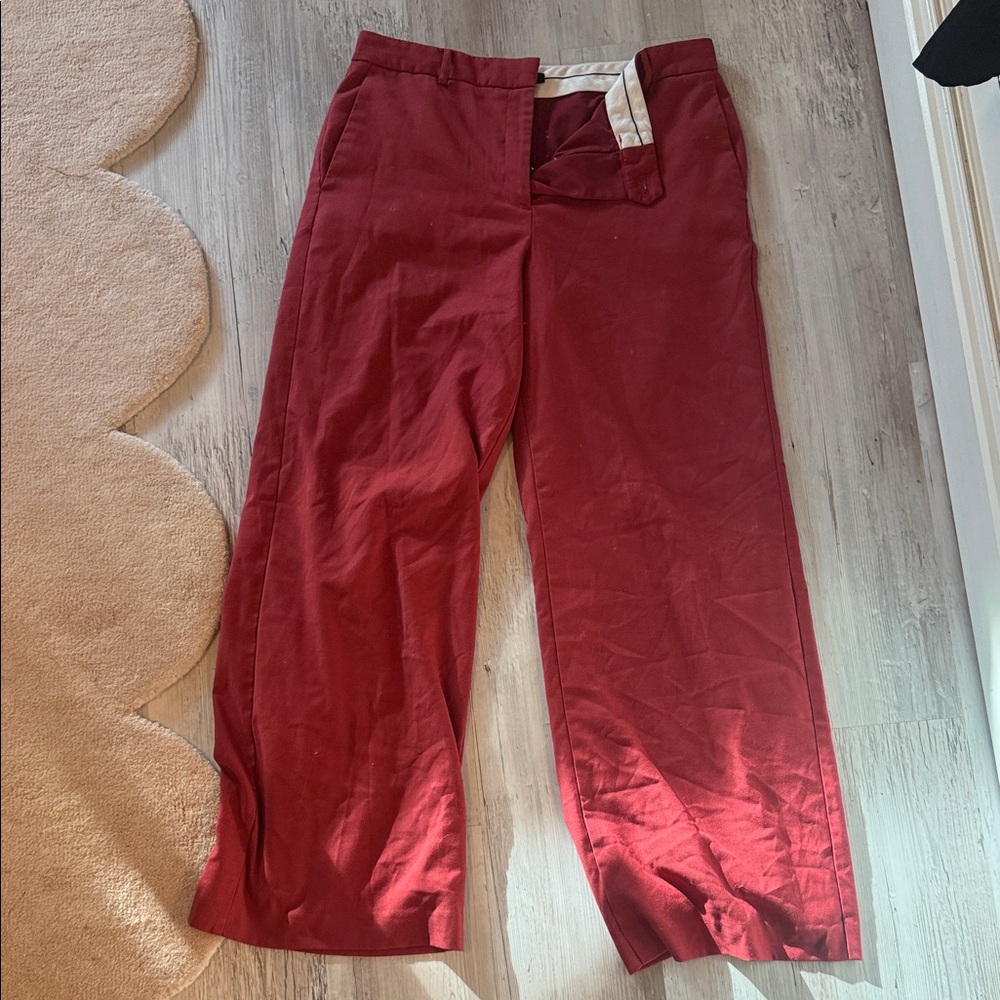 Women red work pants